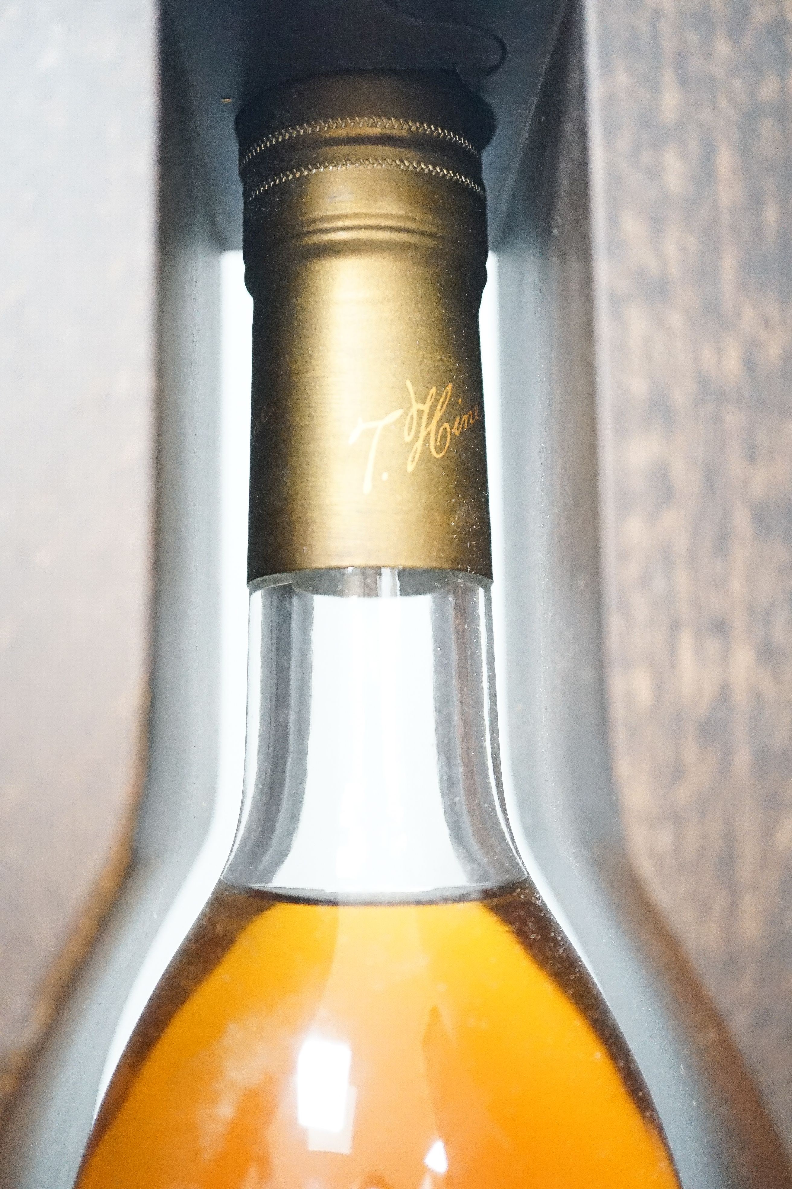 One cased bottle of Hine 1975 cognac